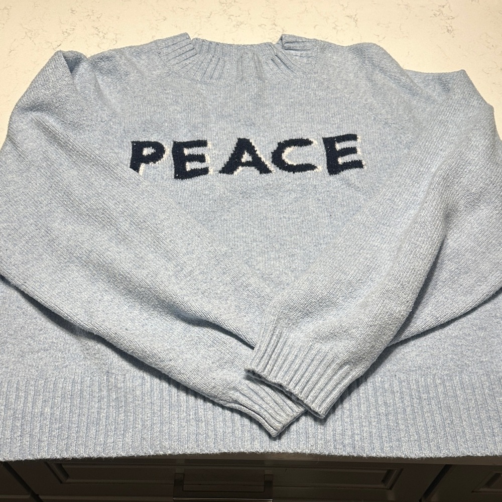 Old Navy women’s Blue Crewneck Sweater with Peace Design
